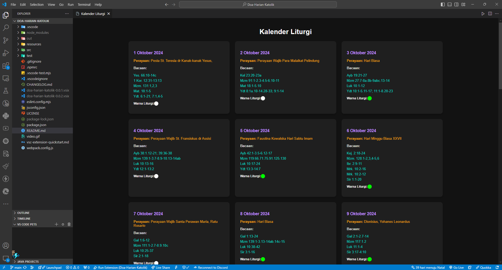 VS Code: Doa Harian Katolik